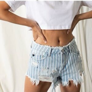 NWT KanCan Blue Striped Jean Shorts